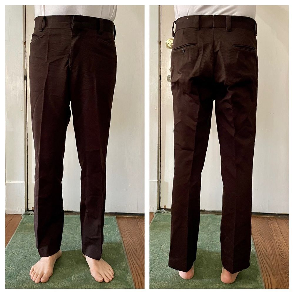 Vtg 70s Levi’s Panatela brown double knit polyester pants‎